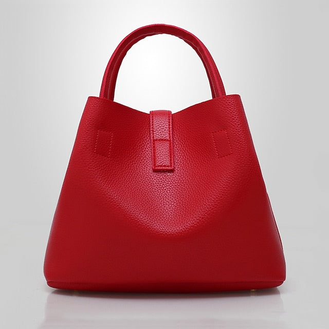 Gold Red Chain with Leather Handbag Lock and Faux