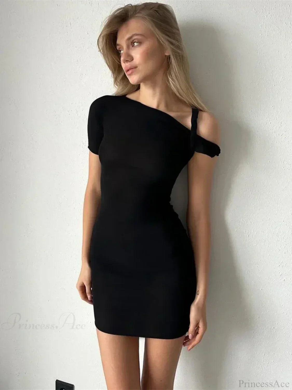 Twisted Strap Asymmetric Off Shoulder Bodycon Bandage Dress - View 2