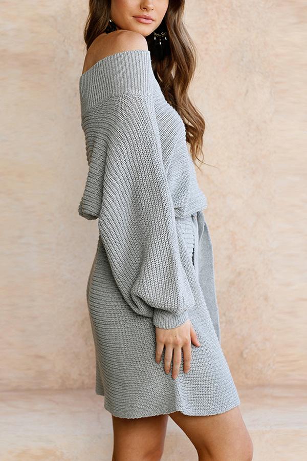 RadyRin Off The Shoulder Batwing Sleeve Sweater Dress