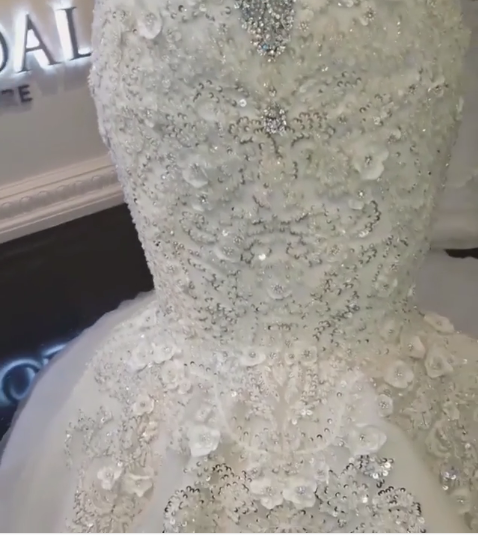 Off-the-Shoulder Mermaid Wedding Dress With Appliques Beads - Fashionpara