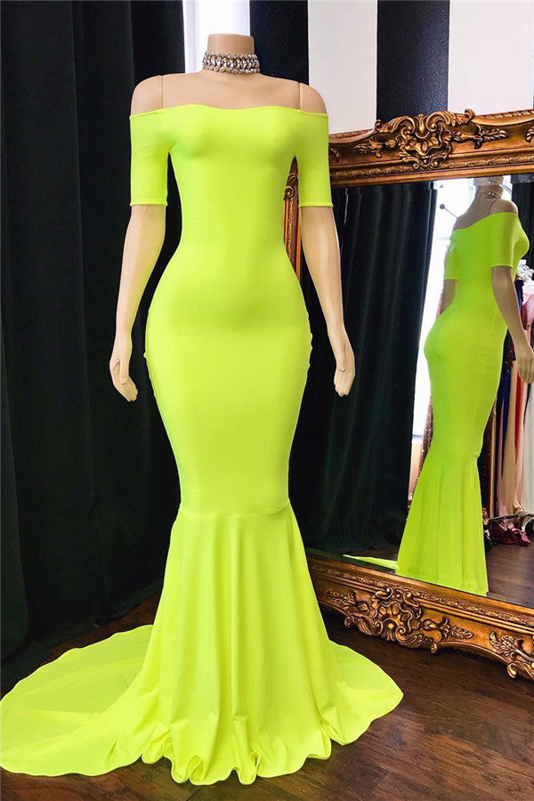 Off-the-Shoulder Short Sleeves Prom Dress Mermaid - Fashionpara