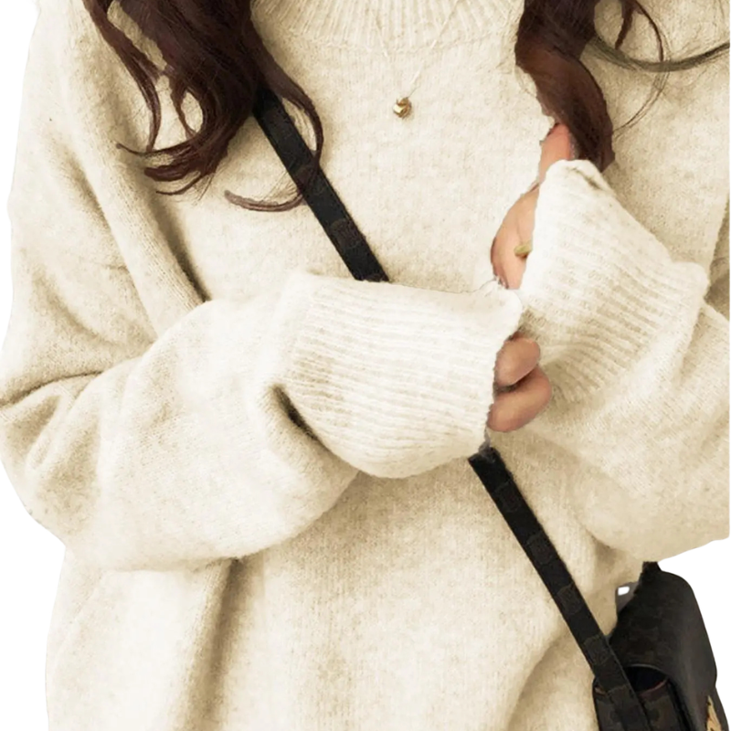 Crew Neck Long Sleeve Oversized Drop Shoulder Knit Sweater 5