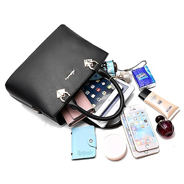 White Faux Handbag Gold with Elegant Leather