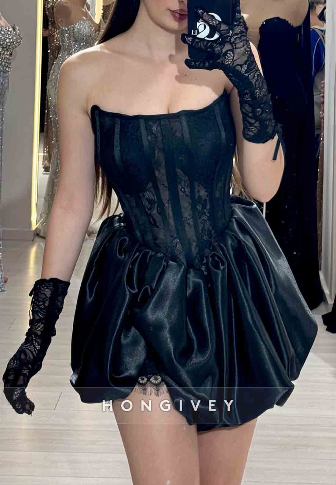 Sexy Strapless A-Line Pleated Satin Empire Mini Homecoming Dresses