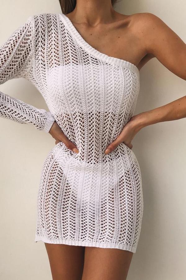 Lace One-shoulder Hollow out Blouse - Fashionpara