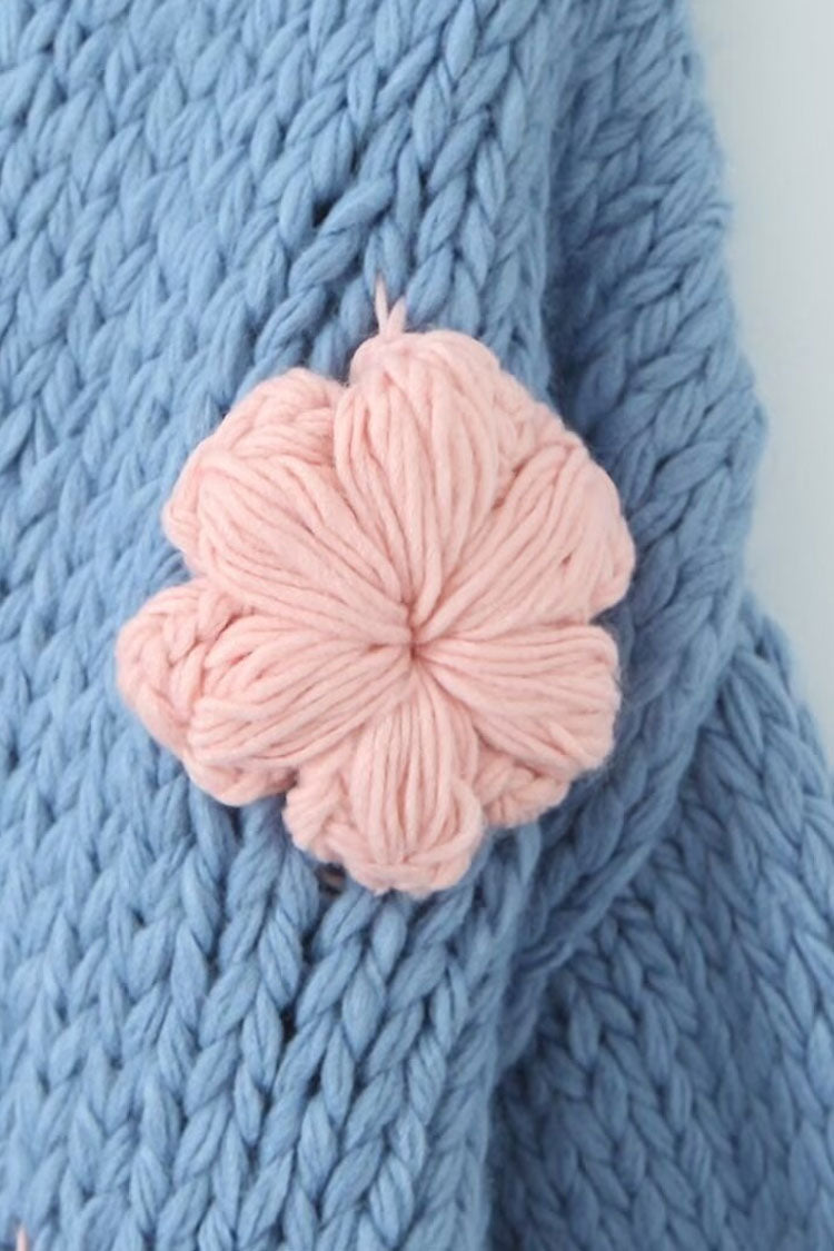 Rosedress Oversized 3D Flower V Neck Crochet Knit Cardigan