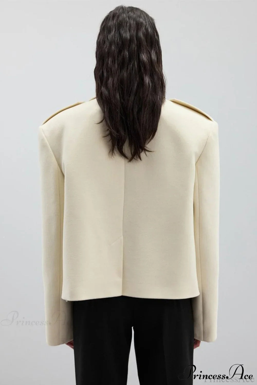 Oversized Notch Lapel Epaulette Woolen Blazer