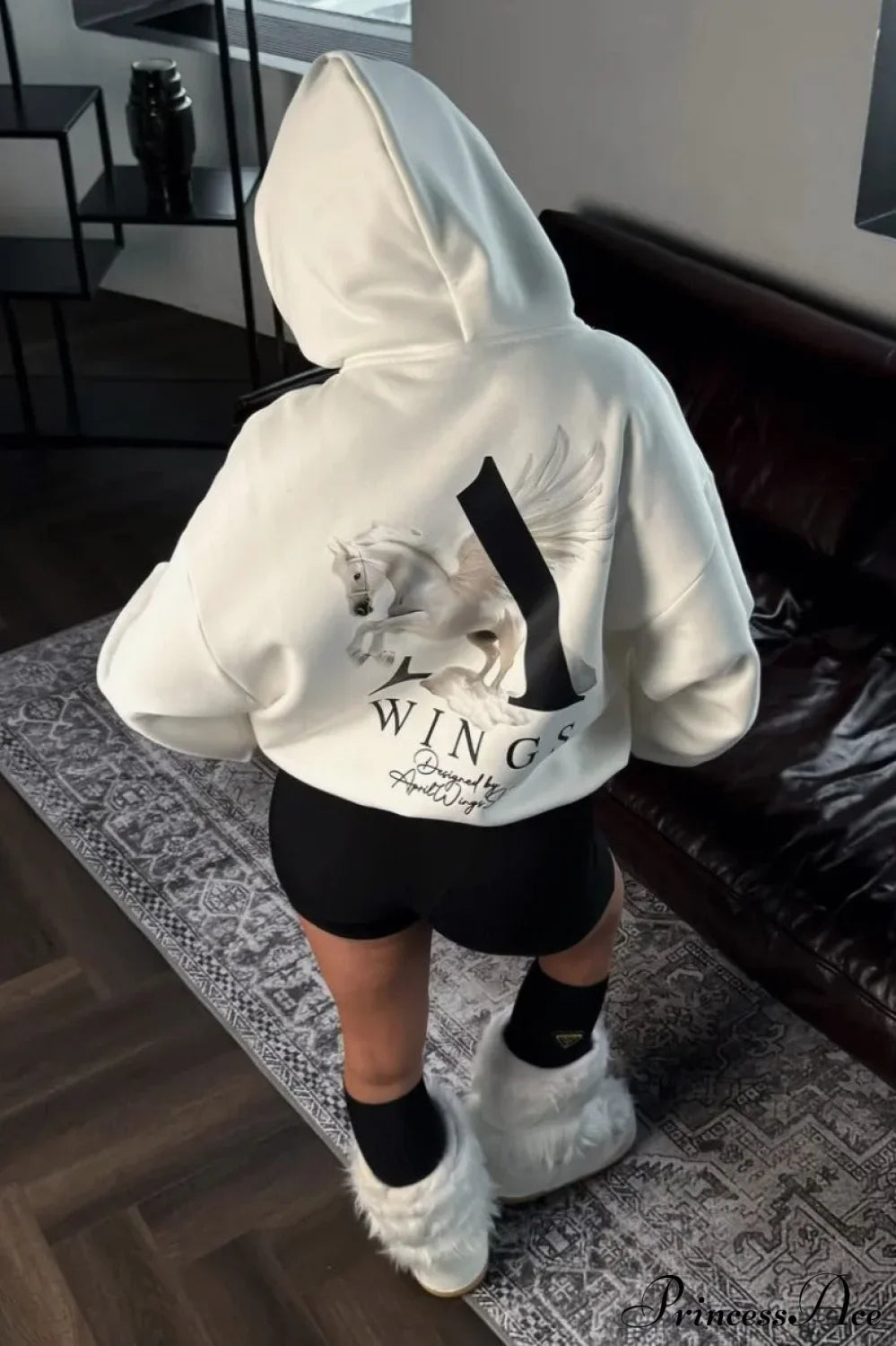 Oversized Slouchy Print Relaxed Hoodie