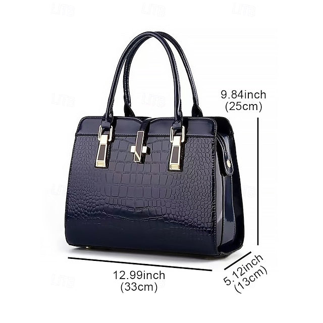 Faux - Croc Patent Handbag Leather Burgundy