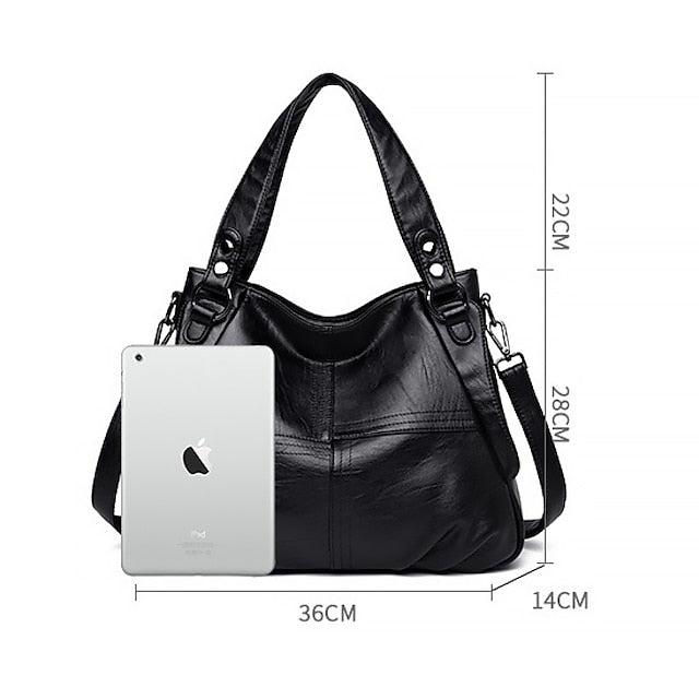 Faux Leather Burgundy Bag Large Shoulder