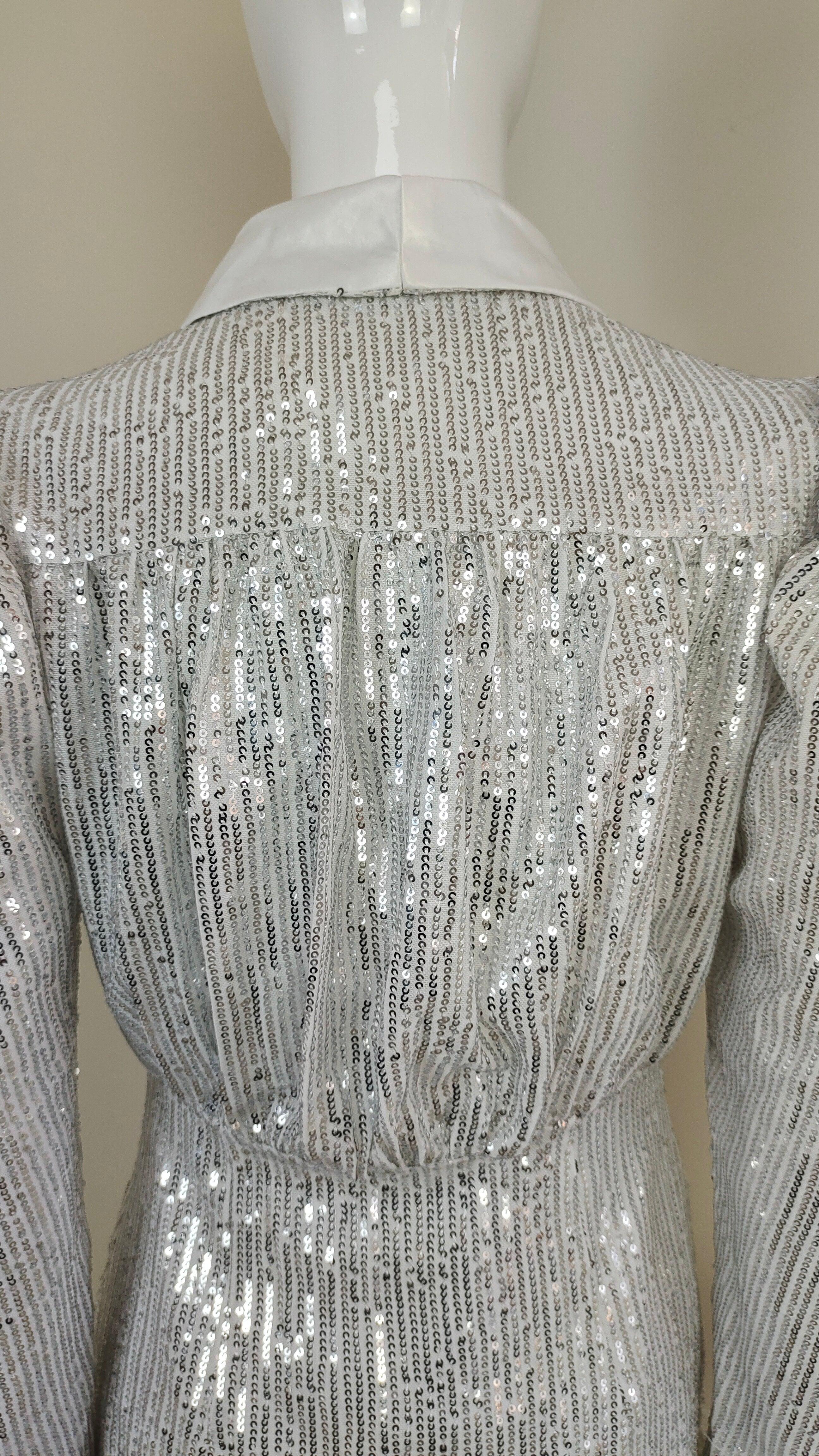 Pamelia Feather Trim Sleeves Sequined Blazer Dress - Fashionpara