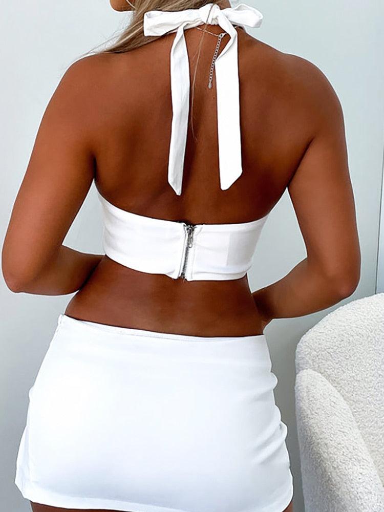 KittenAlarm - Pearl Deep V Tank Top & Mini Skirt Set