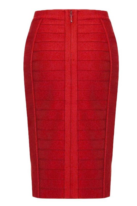 Pencil High Waist Bandage Knee Length Cocktail Skirt - Red Wine - Fashionpara