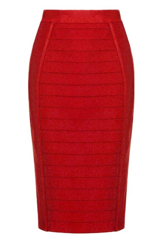 Pencil High Waist Bandage Knee Length Cocktail Skirt - Red Wine - Fashionpara