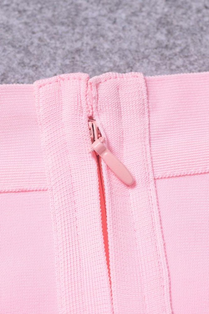 Pencil High Waist Bandage Knee Length Skirt - Blush Pink - Fashionpara