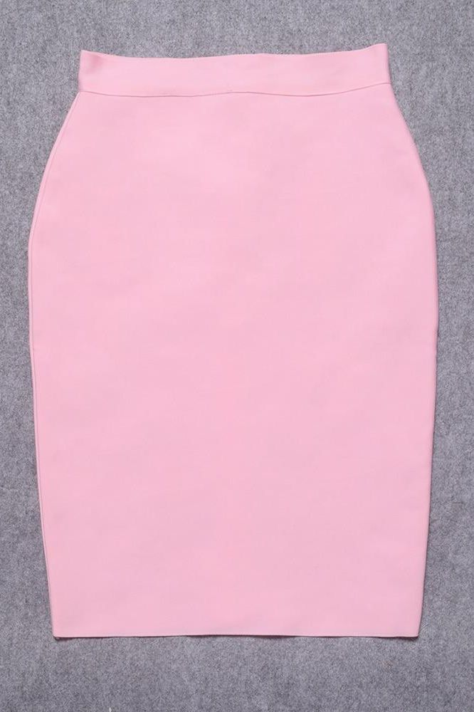 Pencil High Waist Bandage Knee Length Skirt - Blush Pink - Fashionpara