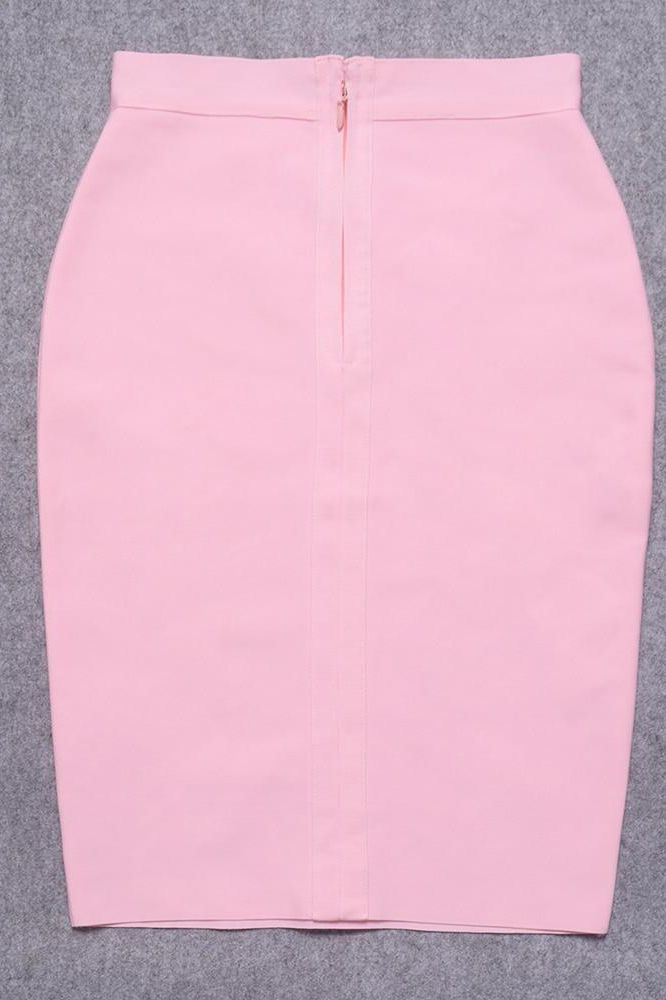 Pencil High Waist Bandage Knee Length Skirt - Blush Pink - Fashionpara