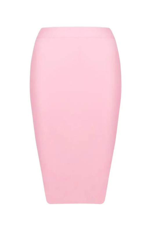 Pencil High Waist Bandage Knee Length Skirt - Blush Pink - Fashionpara