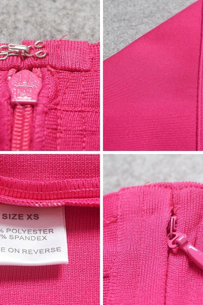 Pencil High Waist Bandage Knee Length Skirt - Hot Pink - Fashionpara