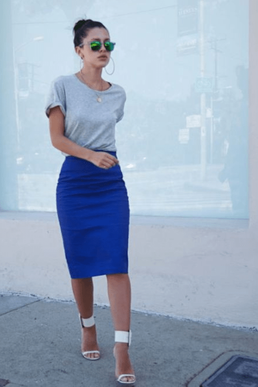 Pencil High Waist Bandage Knee Length Skirt - Hot Pink - Fashionpara