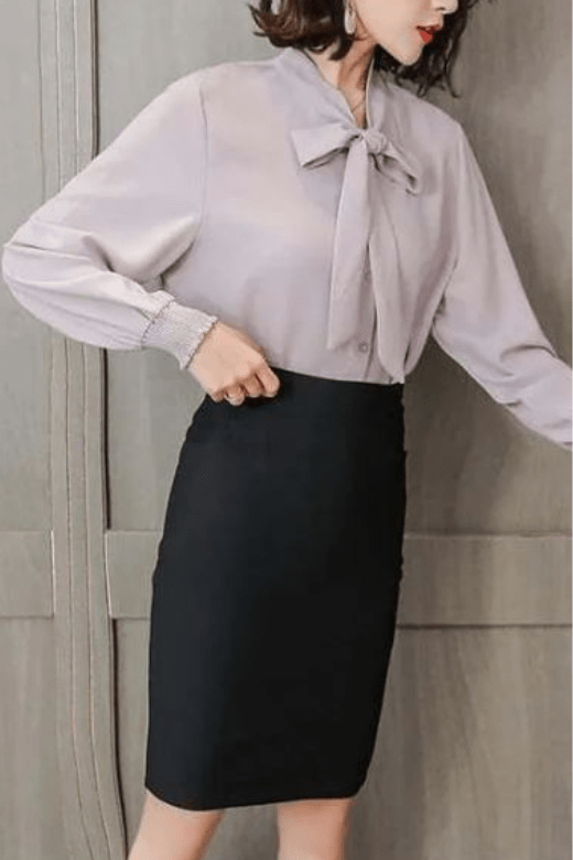Pencil High Waist Bandage Knee Length Skirt - Hot Pink - Fashionpara
