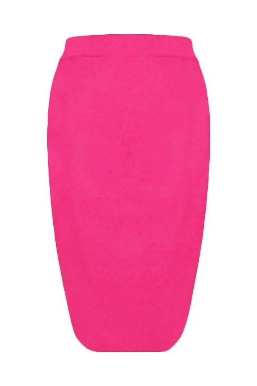 Pencil High Waist Bandage Knee Length Skirt - Hot Pink - Fashionpara