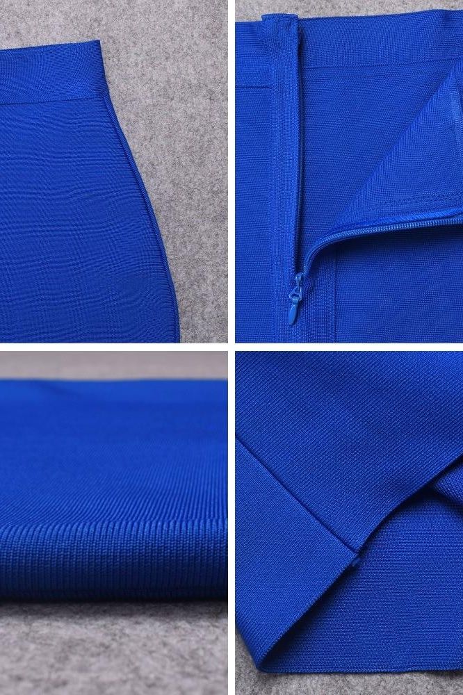Pencil High Waist Bandage Knee Length Skirt - Royal Blue - Fashionpara