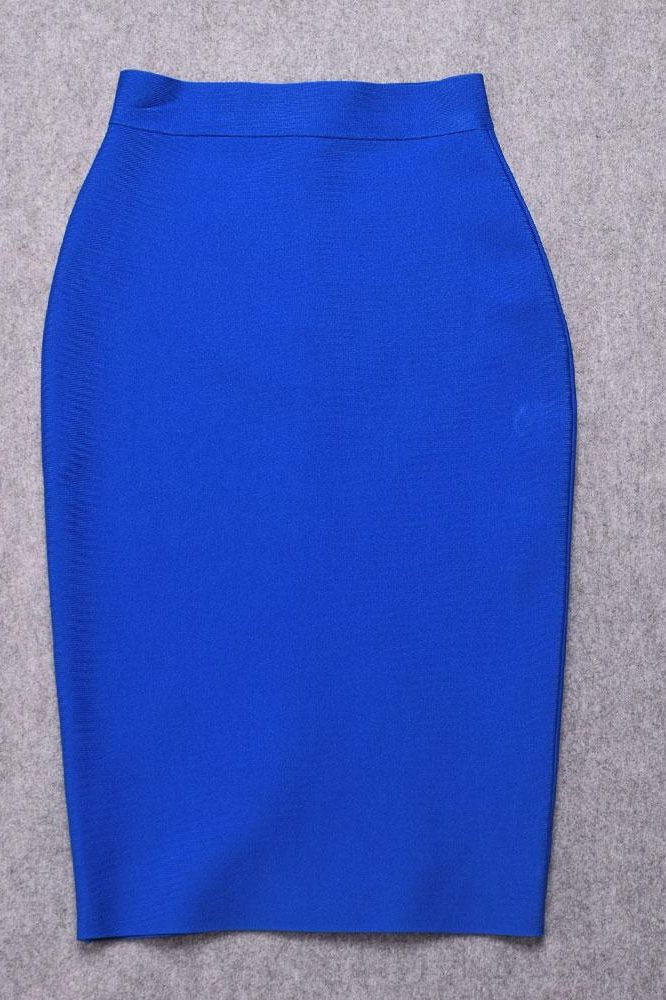 Pencil High Waist Bandage Knee Length Skirt - Royal Blue - Fashionpara