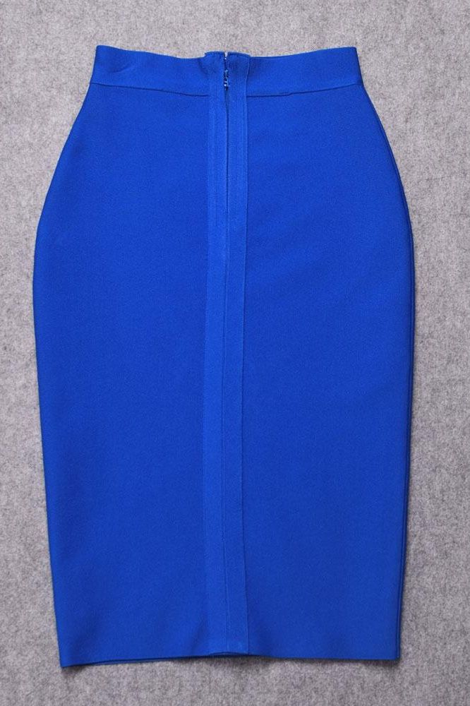 Pencil High Waist Bandage Knee Length Skirt - Royal Blue - Fashionpara