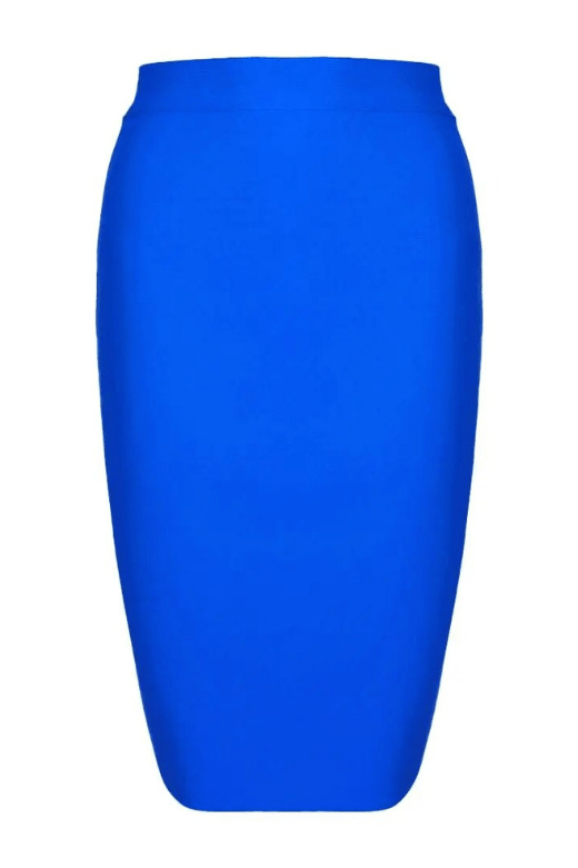 Pencil High Waist Bandage Knee Length Skirt - Royal Blue - Fashionpara