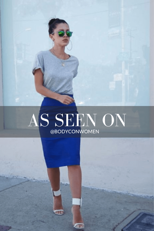 Pencil High Waist Bandage Knee Length Skirt - Royal Blue - Fashionpara