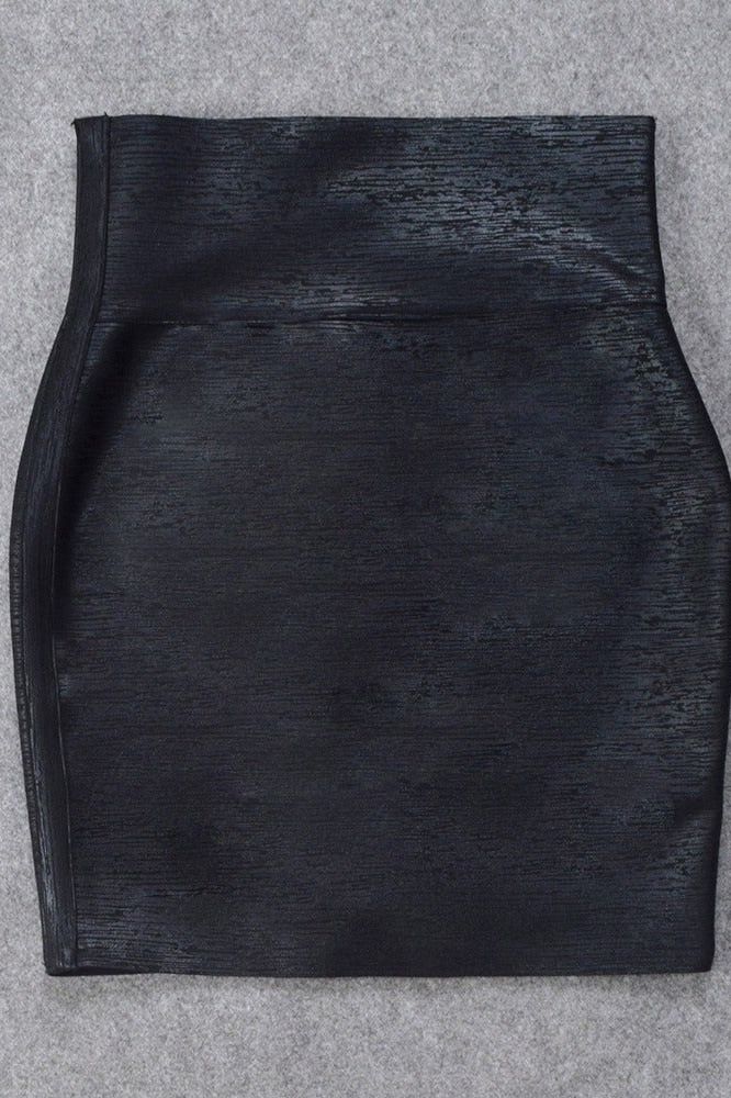 Pencil High Waist Leather Mini Skirt - Classic Black - Fashionpara