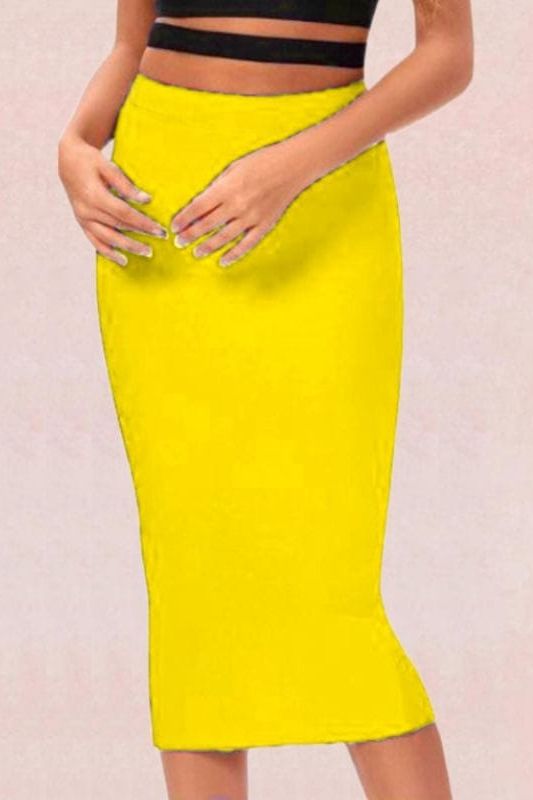 Pencil High Waist Bandage Midi Skirt - Sun Yellow
