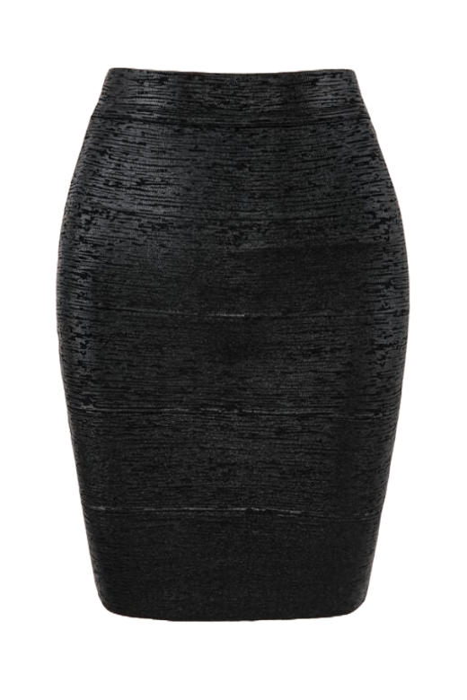 Pencil High Waist Leather Mini Skirt - Classic Black - Fashionpara