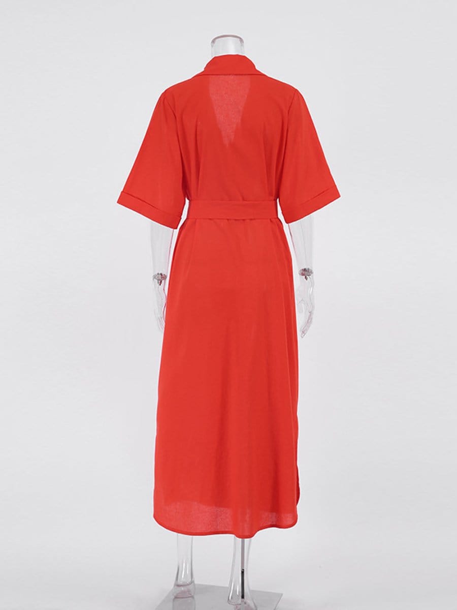 Belt Midi Dress - Fashionpara