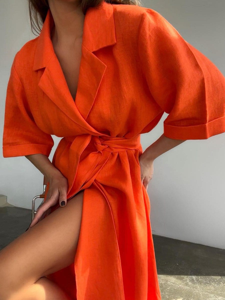 Belt Midi Dress - Fashionpara