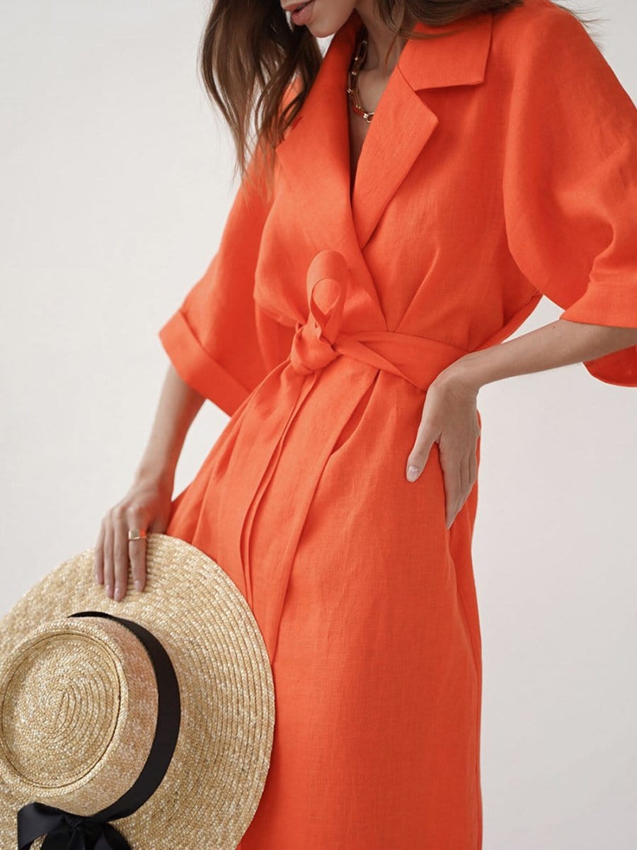 Belt Midi Dress - Fashionpara