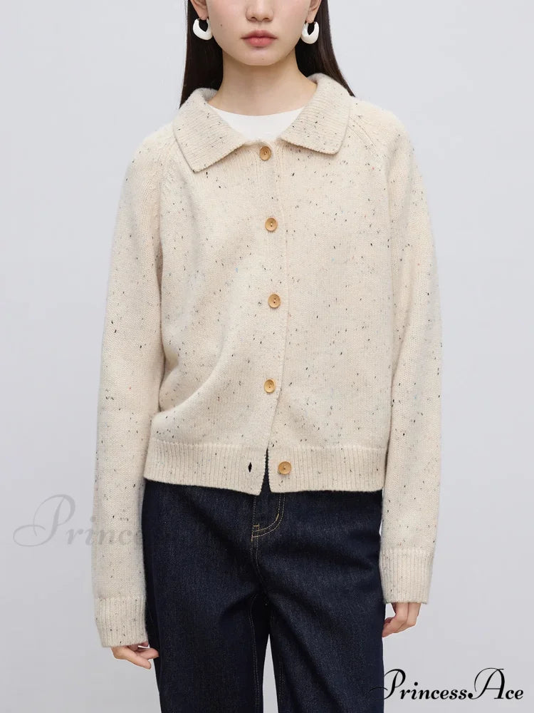 Petite Retro Lapel Knit Cardigan for Early Autumn Red Christmas Sweater