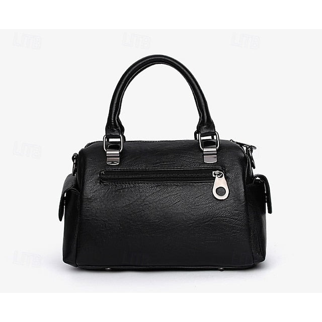 Stylish Large Blue Leather Handbag Faux