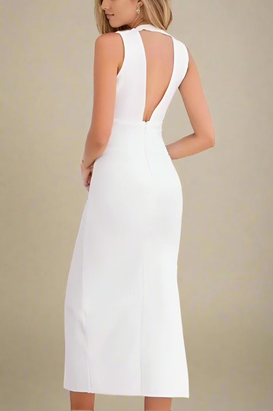 Pia Bandage Midi Dress - Pearl White - Fashionpara