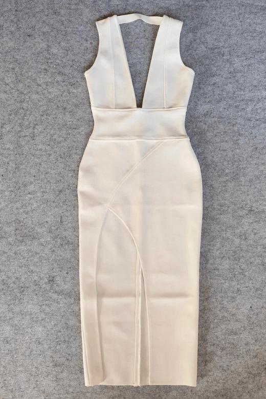 Pia Bandage Midi Dress - Pearl White - Fashionpara