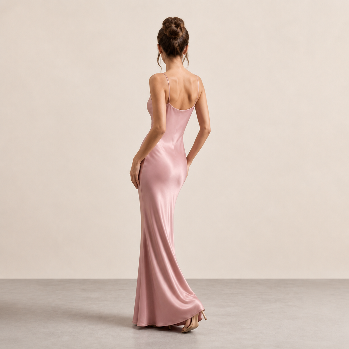V-Neck Strappy Satin Slip Maxi Dress 12