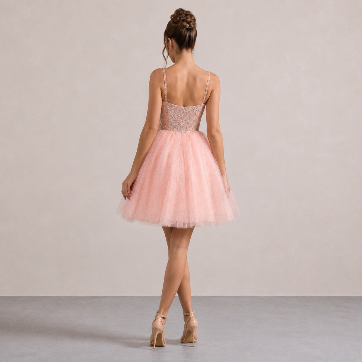 Beaded Sweetheart Bodice Tulle Mini Prom Dress 3