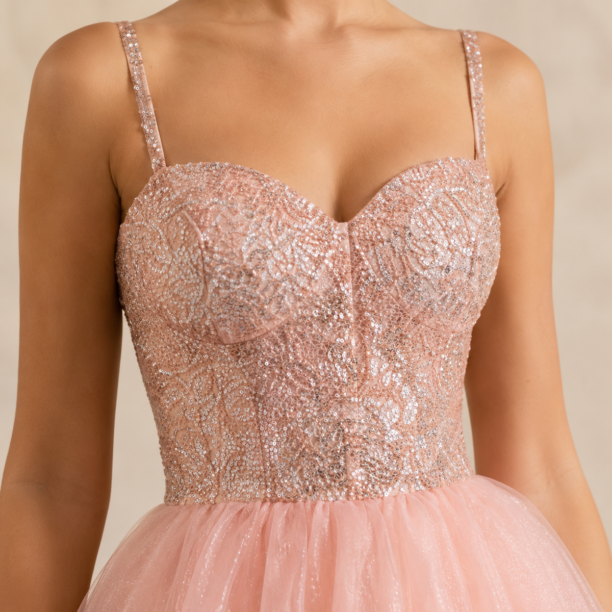 Beaded Sweetheart Bodice Tulle Mini Prom Dress 2