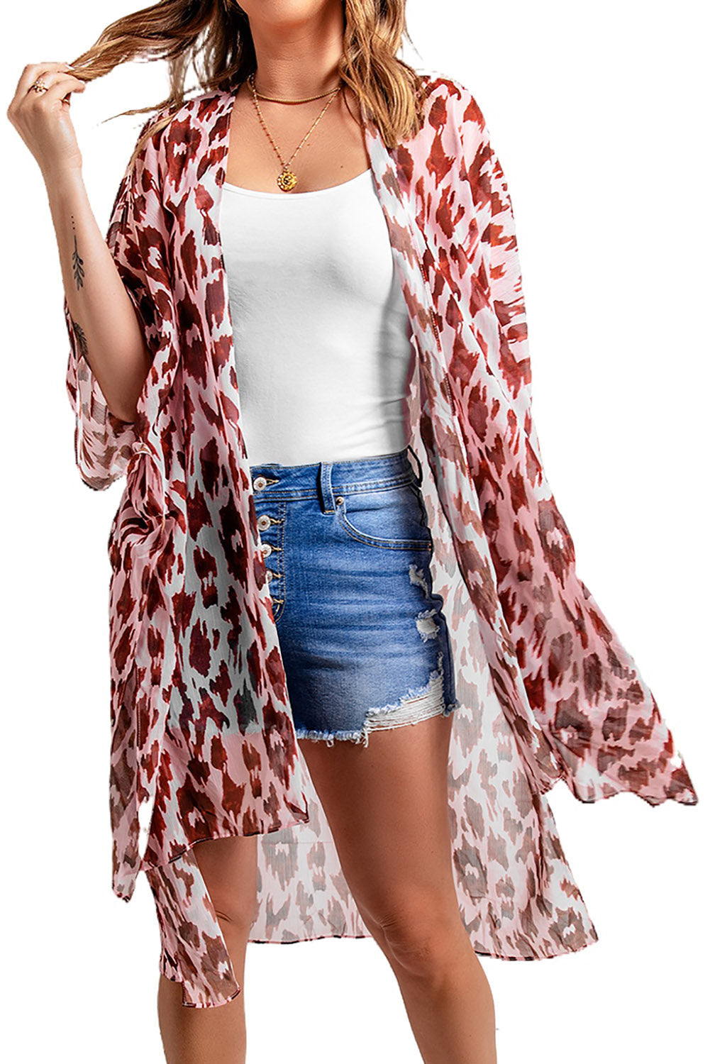Pink Animal Print Kimono