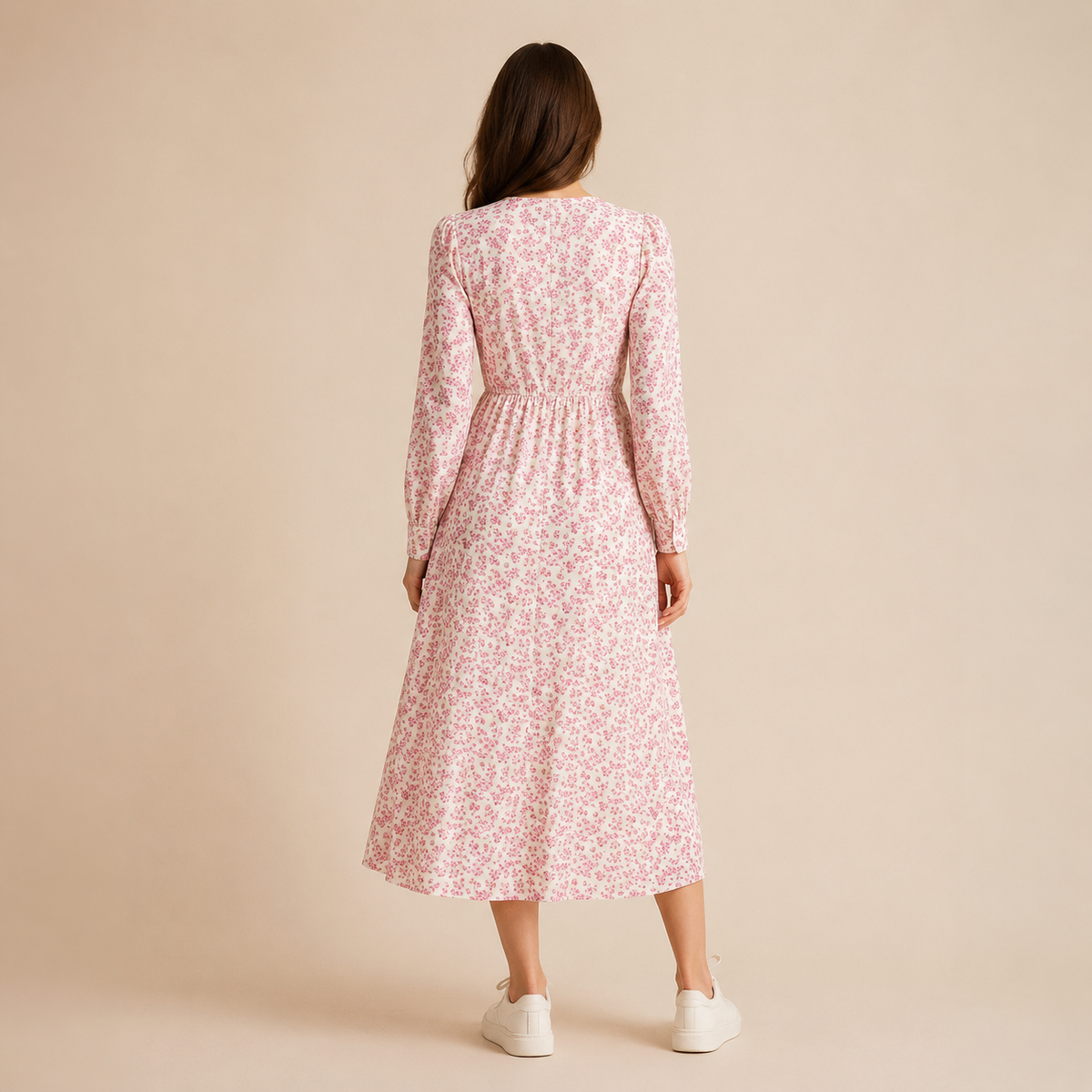 V-Neck Long Sleeve Button Front Floral Maxi Dress 9