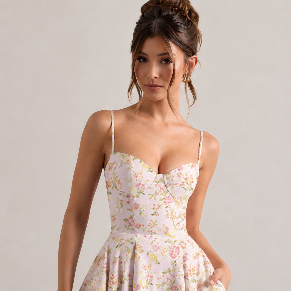 Sweetheart Cami Strap Corset A-Line Satin Midi Dress 17