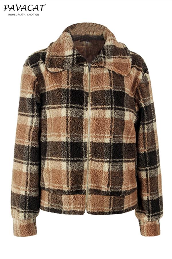 Plaid Faux Fur Cropped Biker Down Jacket for Chic Style