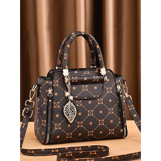 Accents Elegant Faux with Red and Leather Handbag