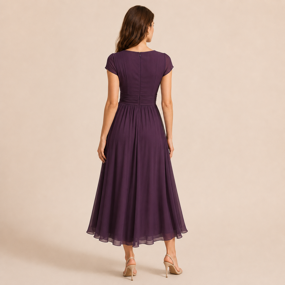 V-Neck Flutter Sleeve Fit and Flare Mini Dress 9